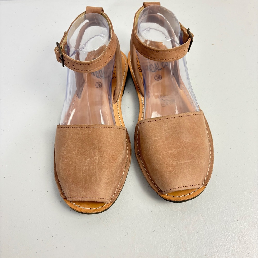 The Spanish Sandal Co Avarca Leather Boho Ankle Strap Earthcore Black Women 38 - Picture 4 of 10